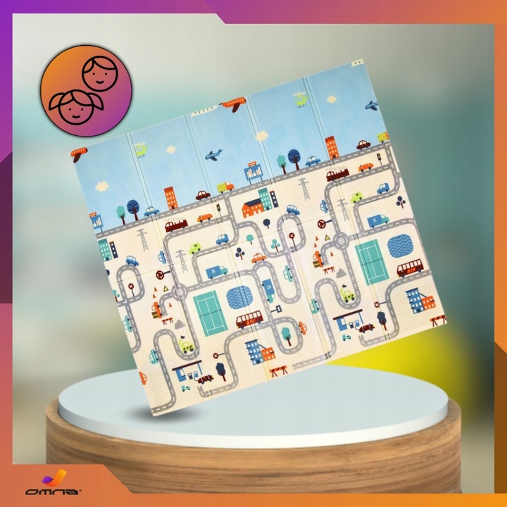 Piankowa dwustronna mata edukacyjna xpe dla dzieci duża składana 200x180cm