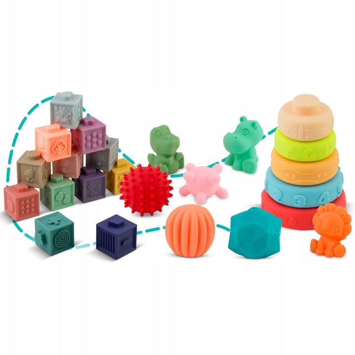 ZABAWKA DO KĄPIELI 24 ELEMENTY MONTESSORI KLOCKI SORTER DLA DZIECI PREZENT