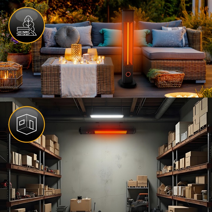 2w1 Promiennik podczerwieni ciepła tarasowy TOR 8 poziomów 2000W pilot