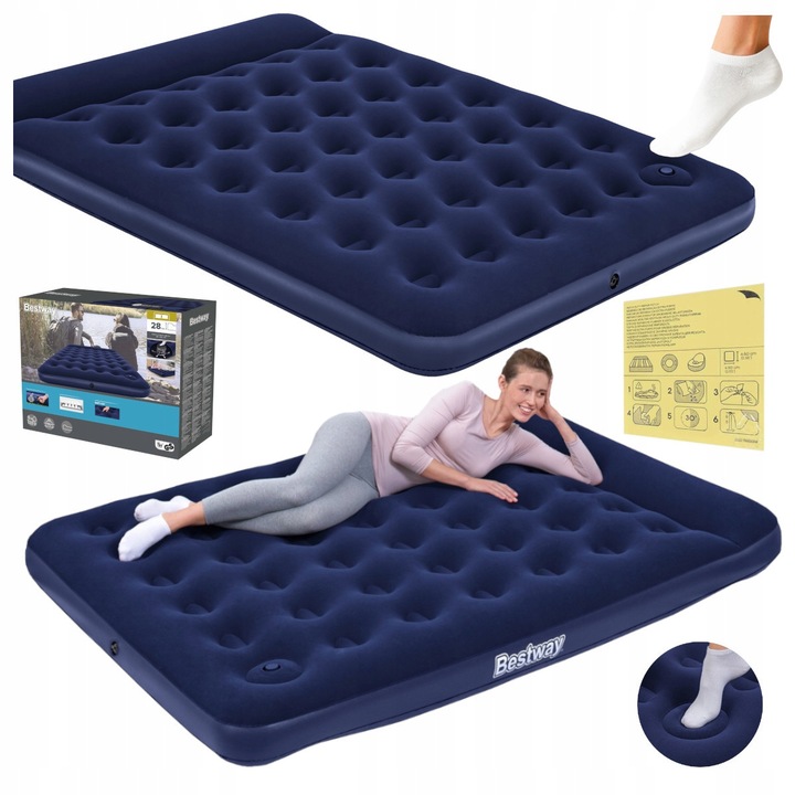 MATERAC DMUCHANY DWUOSOBOWY BESTWAY z pompką ŁÓŻKO TURYSTYCZNE 203 x 152CM