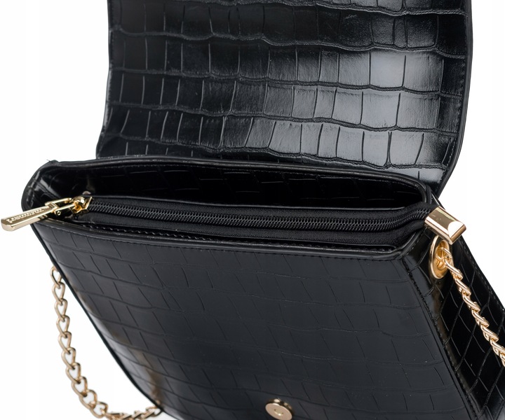 Monnari Torebka Kuferek Listonoszka Czarny Kroko Łódka Czarna PREMIUM