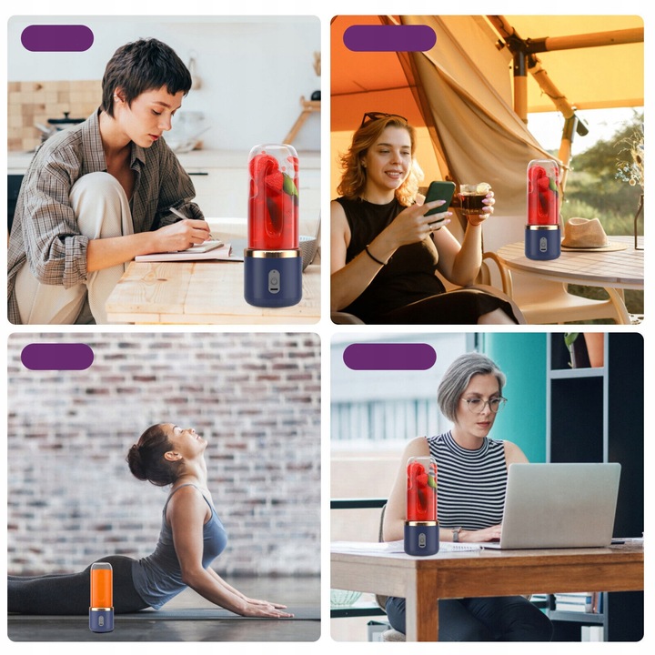 MINI MIKSER USB O POJEMNOŚCI 400 ML Z 6 OSTRZAMI, DO SMOOTHIE, NA PODRÓŻY