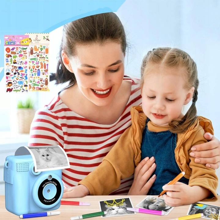 APARAT FOTOGRAFICZNY DLA DZIECI CYFROWY NATYCHMIASTOWY Z DRUKARKĄ + WKŁADY