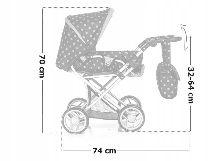 Wózek dla lalek 3w1 SPACEROWY GŁEBOKI + INTERAKTYWNA LALKA BOBAS zestaw XXL