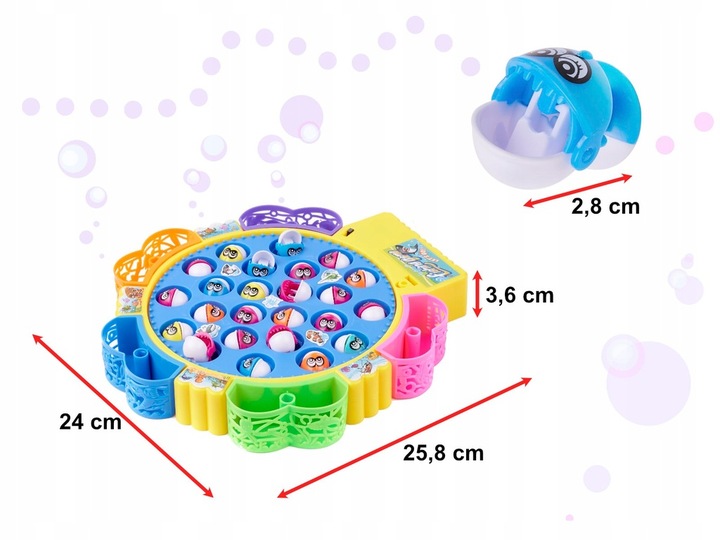 Gra Łowienie Rybek Zręcznościowa Rybki Do Łowienia 24 szt + 5 Wędki Muzyka