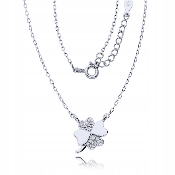 Srebrny łańcuszek 925 koniczynka celebrytka Grawer na Szczęście Urodziny