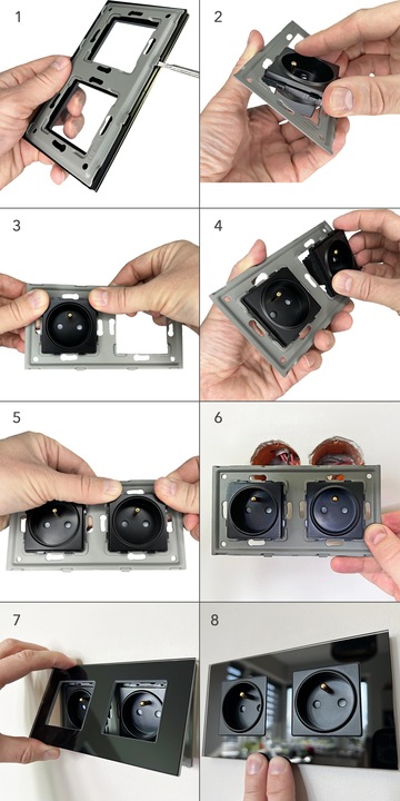 Gniazdo Podwójne Szklane Szkło Zestaw Ramka Podwójna i 2 x Gniazdko MIUUN