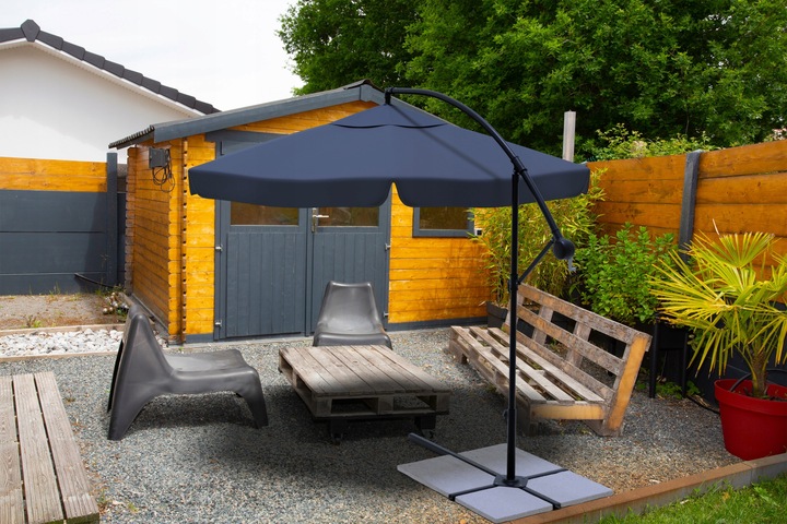 PARASOL OGRODOWY SKŁADANY NA WYSIĘGNIKU 350CM ANTRACYT +POKROWIEC GRAFITOWY