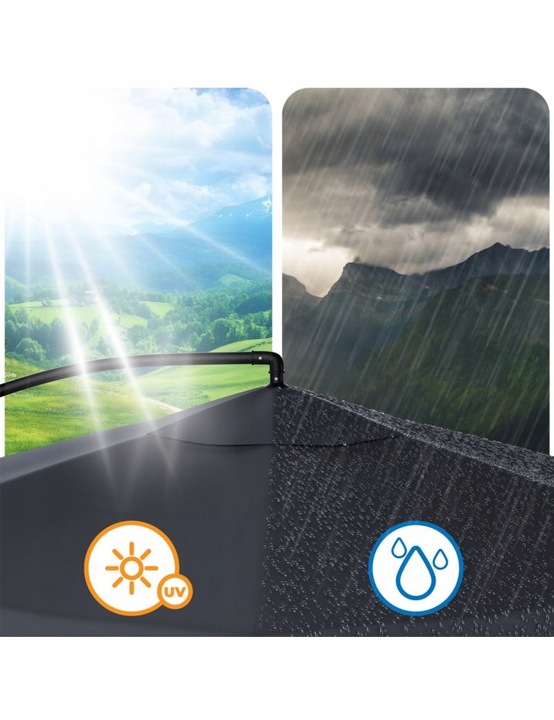 PARASOL OGRODOWY 350cm SKŁADANY NA WYSIĘGNIKU WODOODPORNY + POKROWIEC SZARY