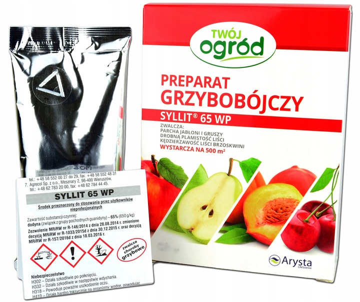 Preparat grzybobójczy SYLLIT Parch Jabłoń Grusza wiśnie czereśnie 65 WP 45g