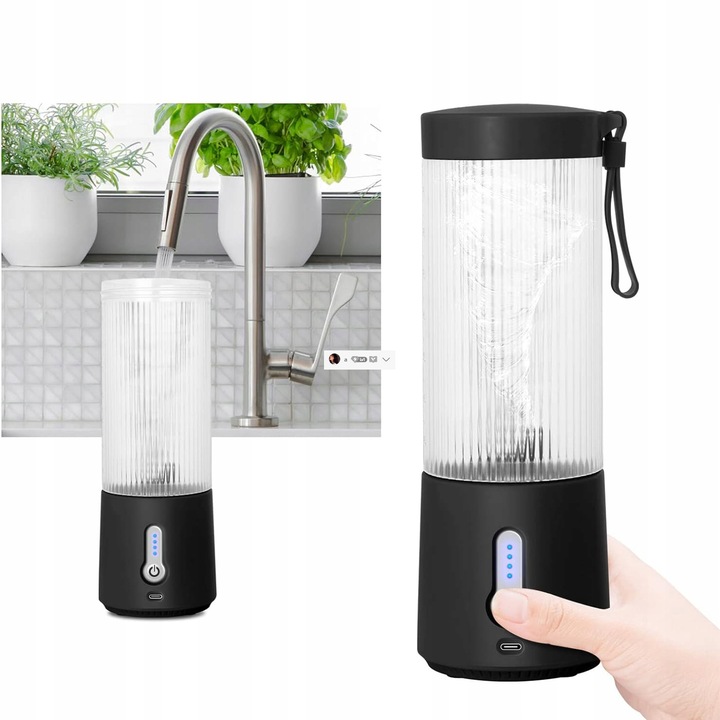 Blender do Koktajli 450ml z 6 Nierdzewnymi Żmijkami i 2000mAh Baterią