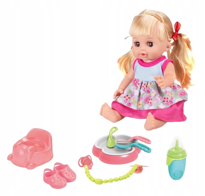 Lalka Martynka bobas pije sika mówi po Polsku krzesełko do karmienia nocnik