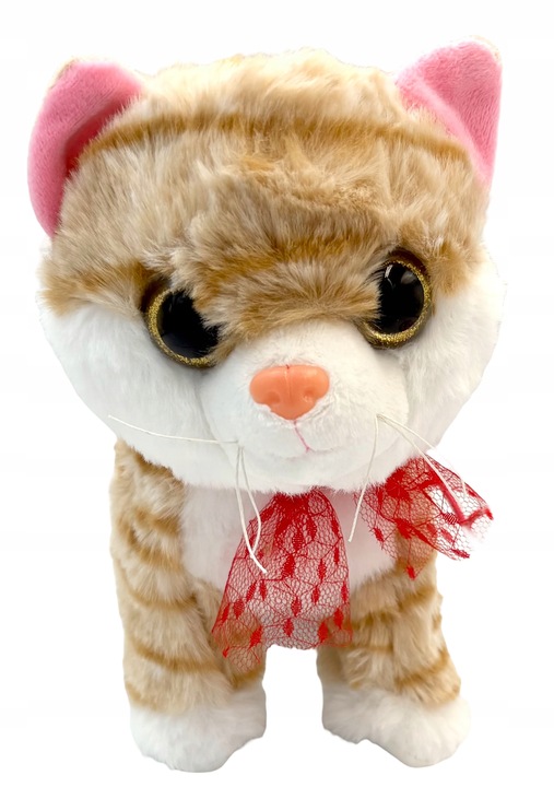 Kotek na smyczy interaktywny kot pluszowy chodzący kotek na baterie rudy sm