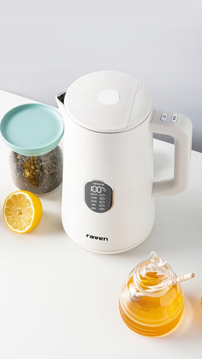 Biały Czajnik elektryczny RAVEN 1,5 W 1800 W
