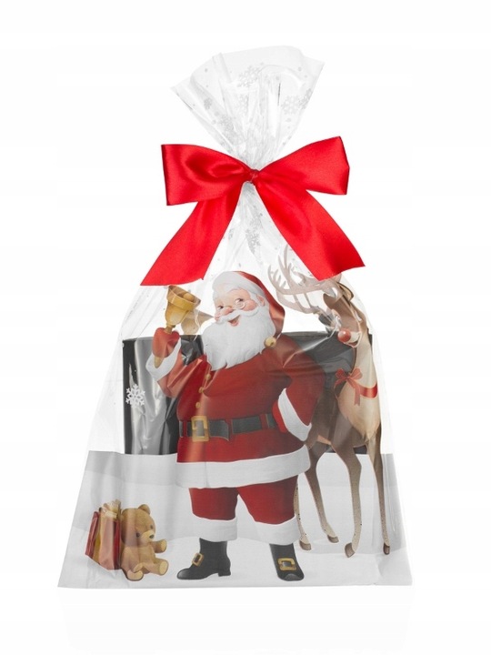 Worki celofanowe torebki foliowe PREZENTY ŚWIĄTECZNE MIKOŁAJKI 25x40 50 szt