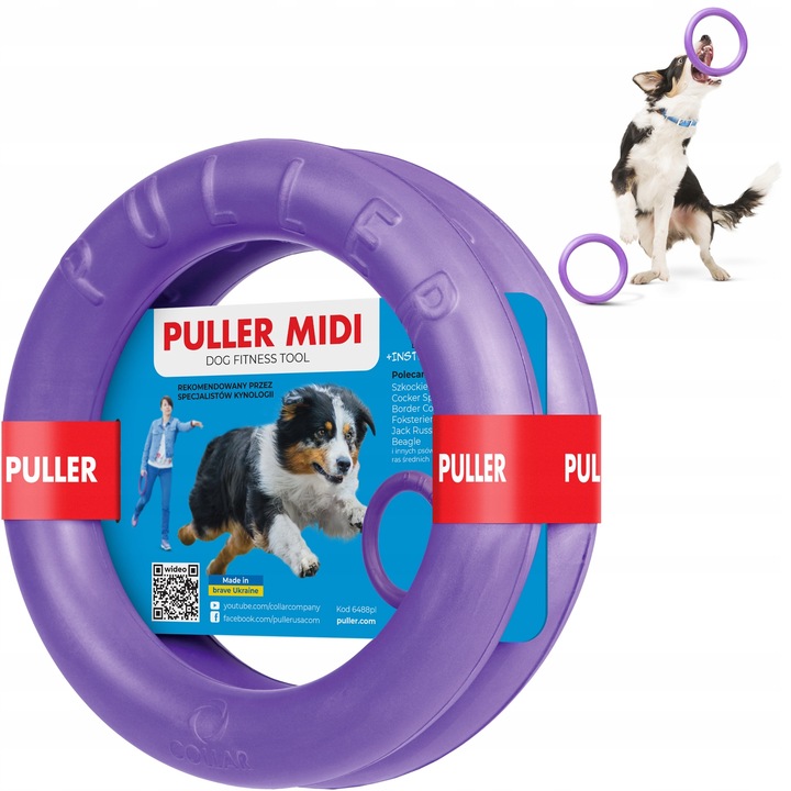 Szarpak dla psa PULLER Midi 19,5 cm - zabawka 2 ringi dla średnich ras psów