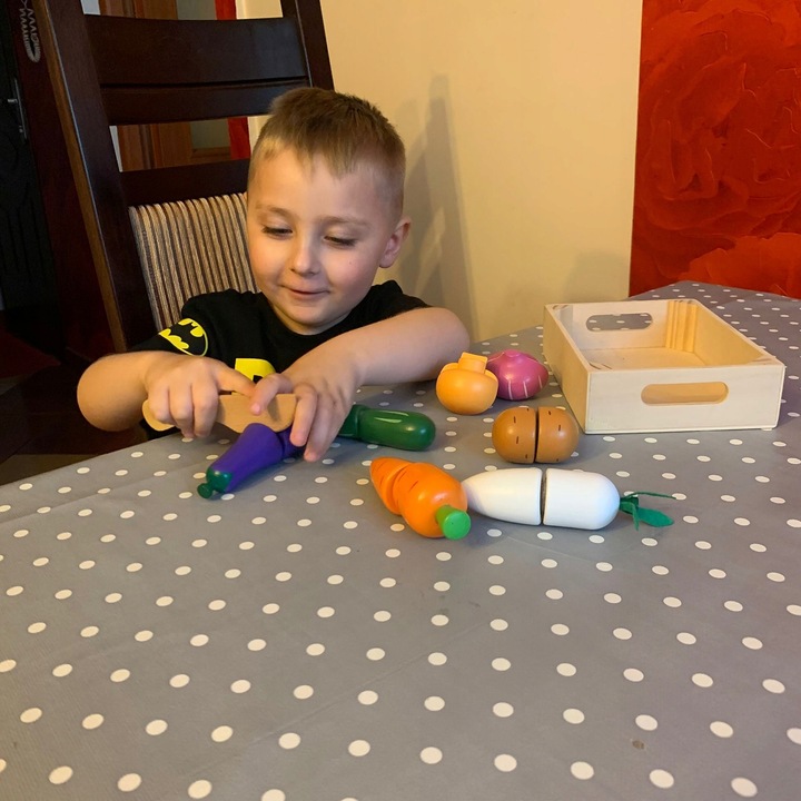 Warzywa Drewniane do Krojenia Zestaw na Rzep Rzepy dla Dzieci w Skrzynce