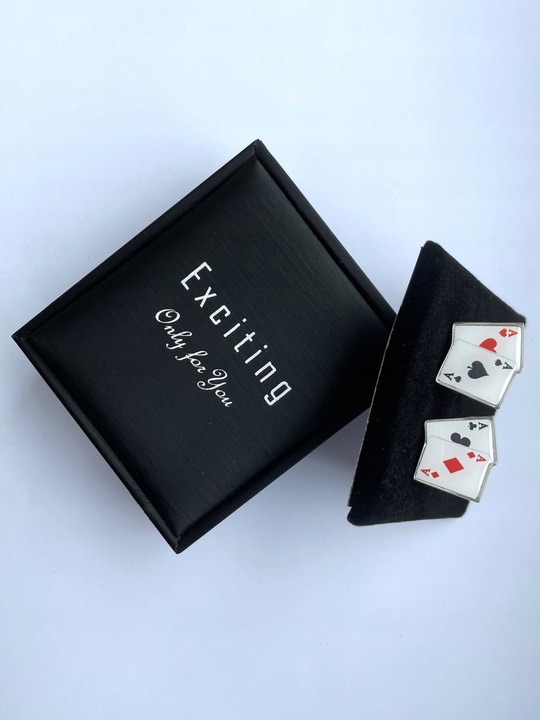 Spinki do mankietów EXC Poker Karty do Gry Kareta 4 Asy 2 Pary dla Szulera