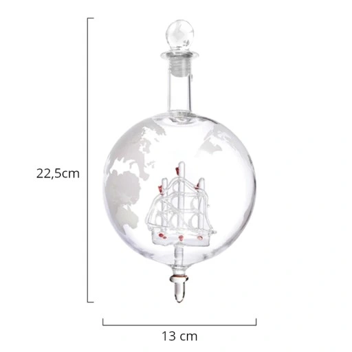 KARAFKA + SZKLANKI DO WHISKY STATEK GLOBUS GRAWER