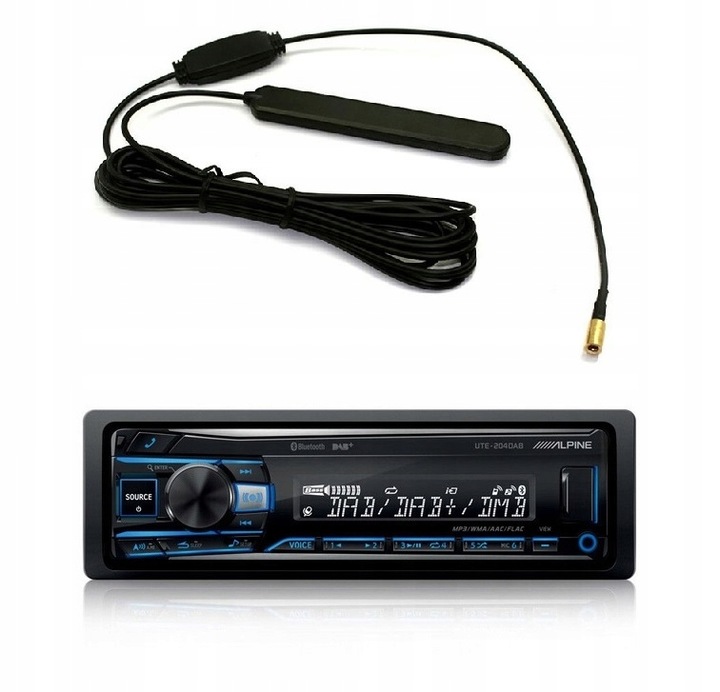 Alpine UTE-204DAB Radio samochodowe Bluetooth VarioColor MP3 + antena DAB