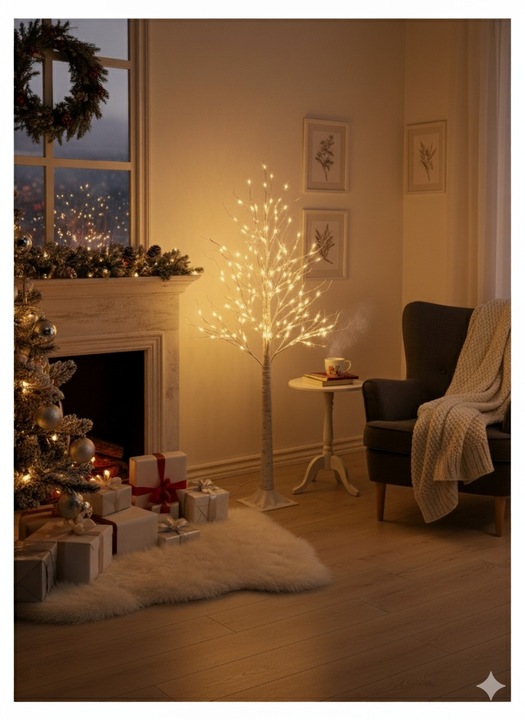 Drzewko Świecące LED Dekoracyjne Białe Wierzba 150cm Ciepłe Światło