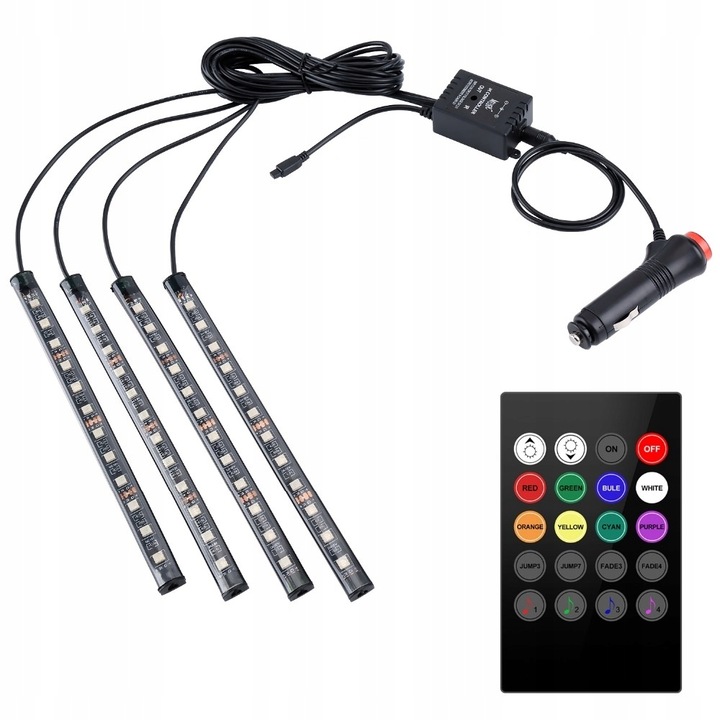 OŚWIETLENIE KABINY 4x12 LED RGB MUSIC AUDIO DŹWIĘK
