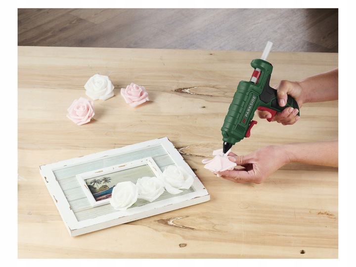 PISTOLET DO KLEJU NA GORĄCO PARKSIDE PHP + STACJA + ZAPAS KLEJU Nowy model