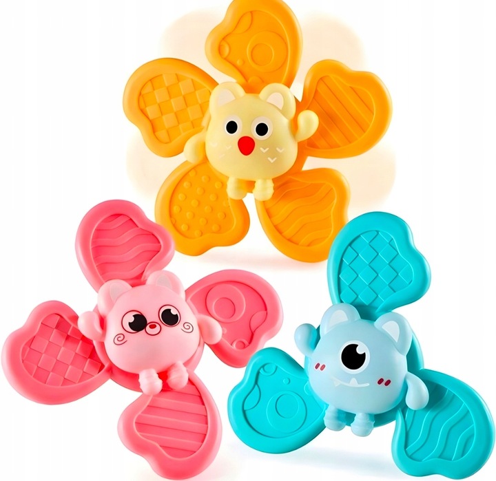 BOX ZESTAW ZABAWEK SENSORYCZNYCH 3W1 KACZKA PIŁKA SPINNER DLA NIEMOWLĄT