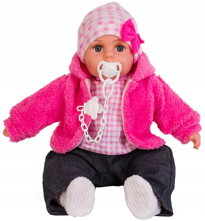 DUŻA LALKA BOBAS mówi śpiewa PL + smoczek + pampersy + butelki