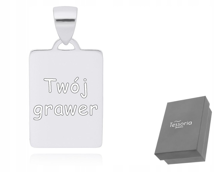 Zawieszka Srebrna Męska Blaszka Gładka z Grawerem Nieśmiertelnik pr.925