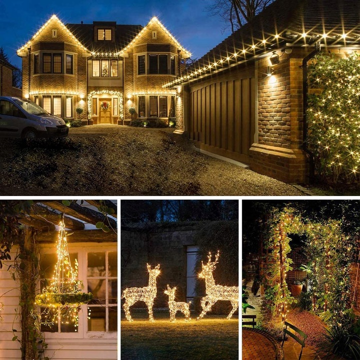 Lampki solarne CHOINKOWE do ogrodu 200 LED DRUCIK świąteczne ZEWNĘTRZNE 20m