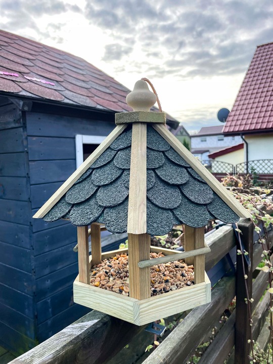 DUŻY KARMNIK DLA DZIKICH PTAKÓW SOLIDNY DOMEK BUDKA NA KARMA ZIARNO XXL