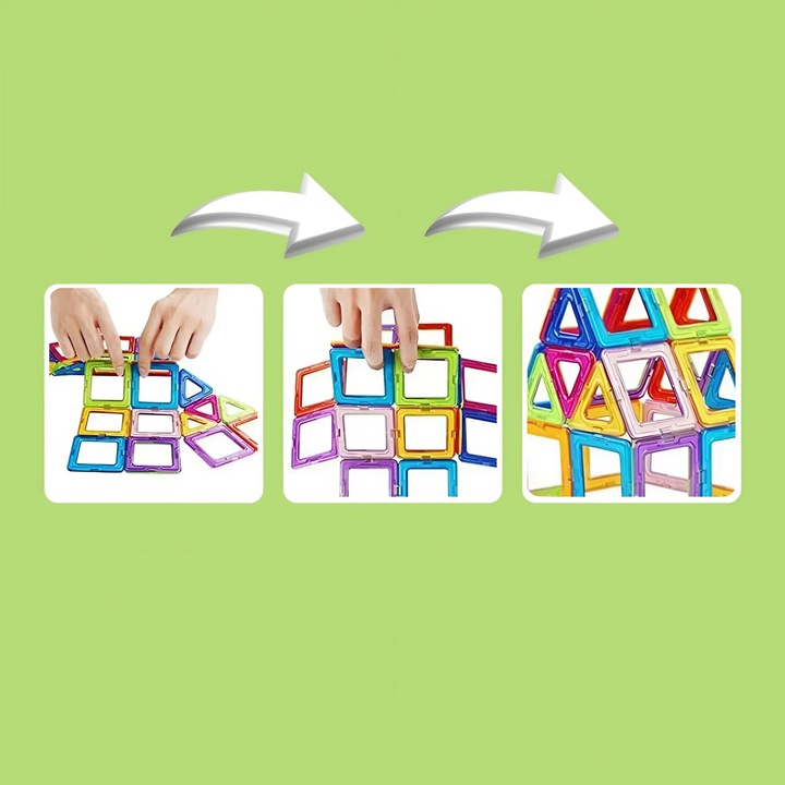 KLOCKI MAGNETYCZNE KONSTRUKCYJNE DUŻE PANELE 3D UKŁADANKA DLA DZIECI 134 el