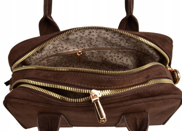 FLORA&CO TOREBKA kuferek do ręki PASEK CZEKOLADA zamsz WIZYTOWA