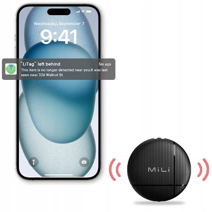 Lokalizator GPS LiTag MiLi IOS APLLE do plecaka kluczy bagażu roweru obroży