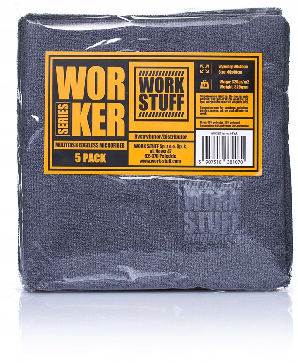 WORK STUFF WORKER 5 PACK GREY MIKROFIBRY BEZSZWOWE