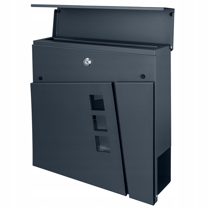 SKRZYNKA POCZTOWA NA LISTY POCZTĘ GAZETY TUBA WIZJER ANTRACYT + NAPIS ADRES