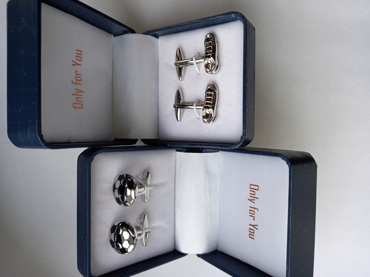 Srebrne spinki do koszuli Piłka Nożna Korkotrampki dla piłkarza kibica