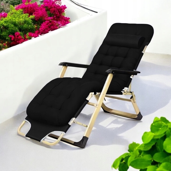 LEŻAK OGRODOWY FOTEL PODUSZKA PLAŻOWY TURYSTYCZNY ROZKŁADANY WYGODNY MOCNY