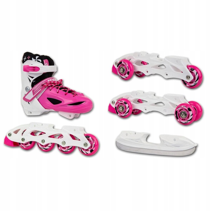 REGULOWANE ŁYŻWOROLKI WROTKI ŁYŻWY DLA DZIECI 4W1 ENERO 30-33 RÓŻOWE