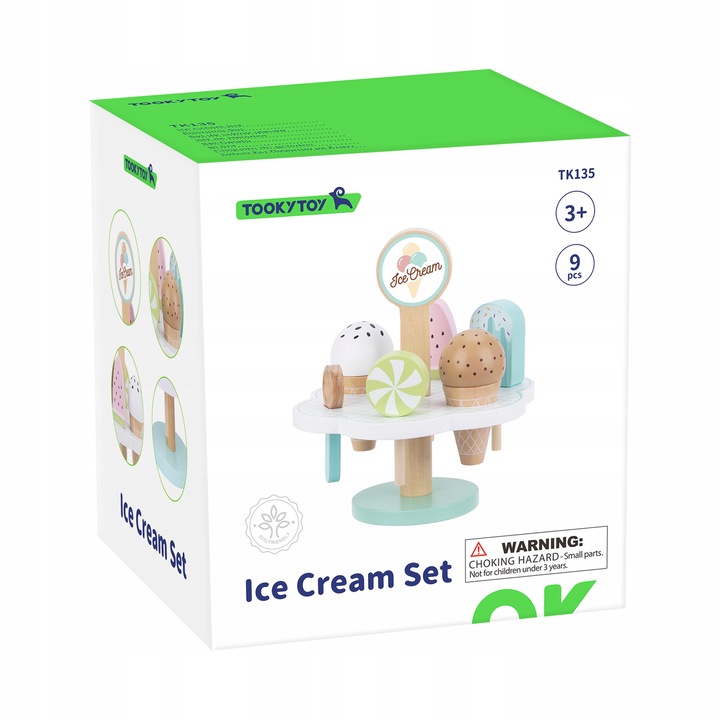 DREWNIANA LODZIARNIA KAWIARNIA ZESTAW SKLEPIK Z LODAMI NA MAGNES STRAGAN