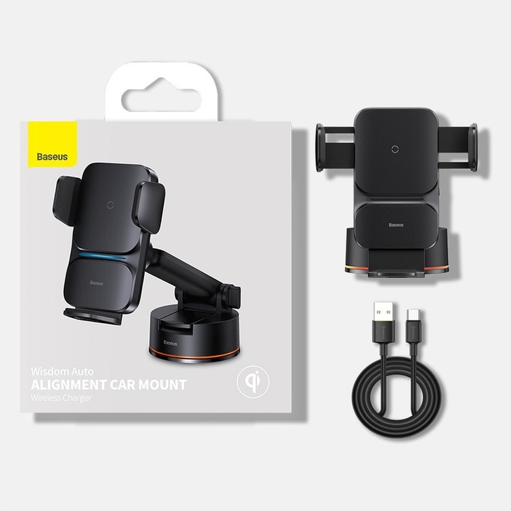 BASEUS ŁADOWARKA INDUKCYJNA UCHWYT SAMOCHODOWY NA SZYBĘ KOKPIT SZYBKA 15W