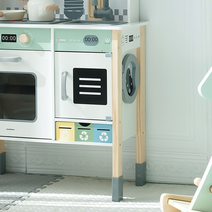KUCHNIA DREWNIANA INTERAKTYWNA z Pralką Zmywarką Tablica Kredowa dla Dzieci