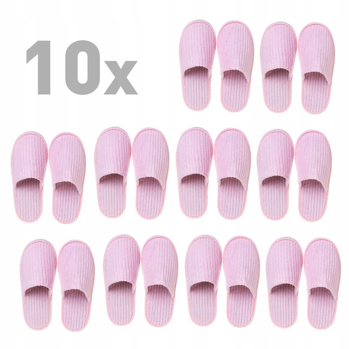10 PAR Kapcie hotelowe Klapki uniwersalne FROTTE zakryte palce RÓŻOWE SPA