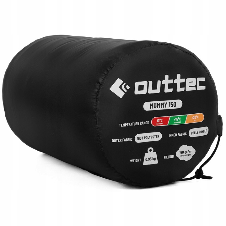 ŚPIWÓR TURYSTYCZNY LEKKI KOŁODRA Z KAPTUREM HOODED CAŁOROCZNY OUTTEC