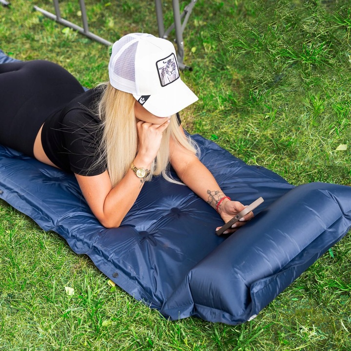 MATA SAMOPOMPUJĄCA TURYSTYCZNA Z PODUSZKĄ 193 cm KARIMATA MATERAC GRUBA