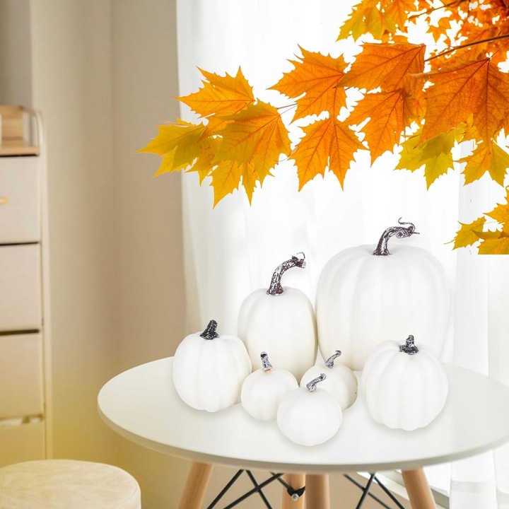 Dynia ozdoba jesienna sztuczne dynie Halloween zestaw 7 szt białe
