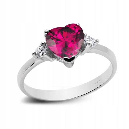 Srebrny Pierścionek z Rubinowym Sercem