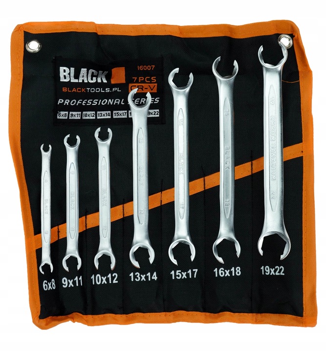 KLUCZE półotwarte OCZKOWE DO PRZEWODÓW ZESTAW 6-22MM 7EL KluczeCRV VANADIUM