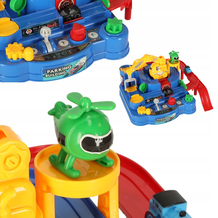 MEGA INTERAKTYWNY TOR PRZESZKÓD WYŚCIGOWY 2 GRACZY POJAZDY + HELIKOPTERY